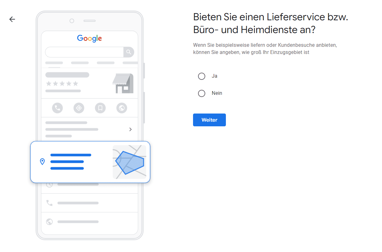 Google Unternehmensprofil Lieferservice