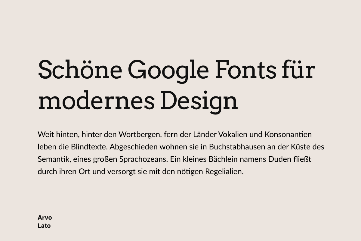 Arvo und Lato Google Font Kombination