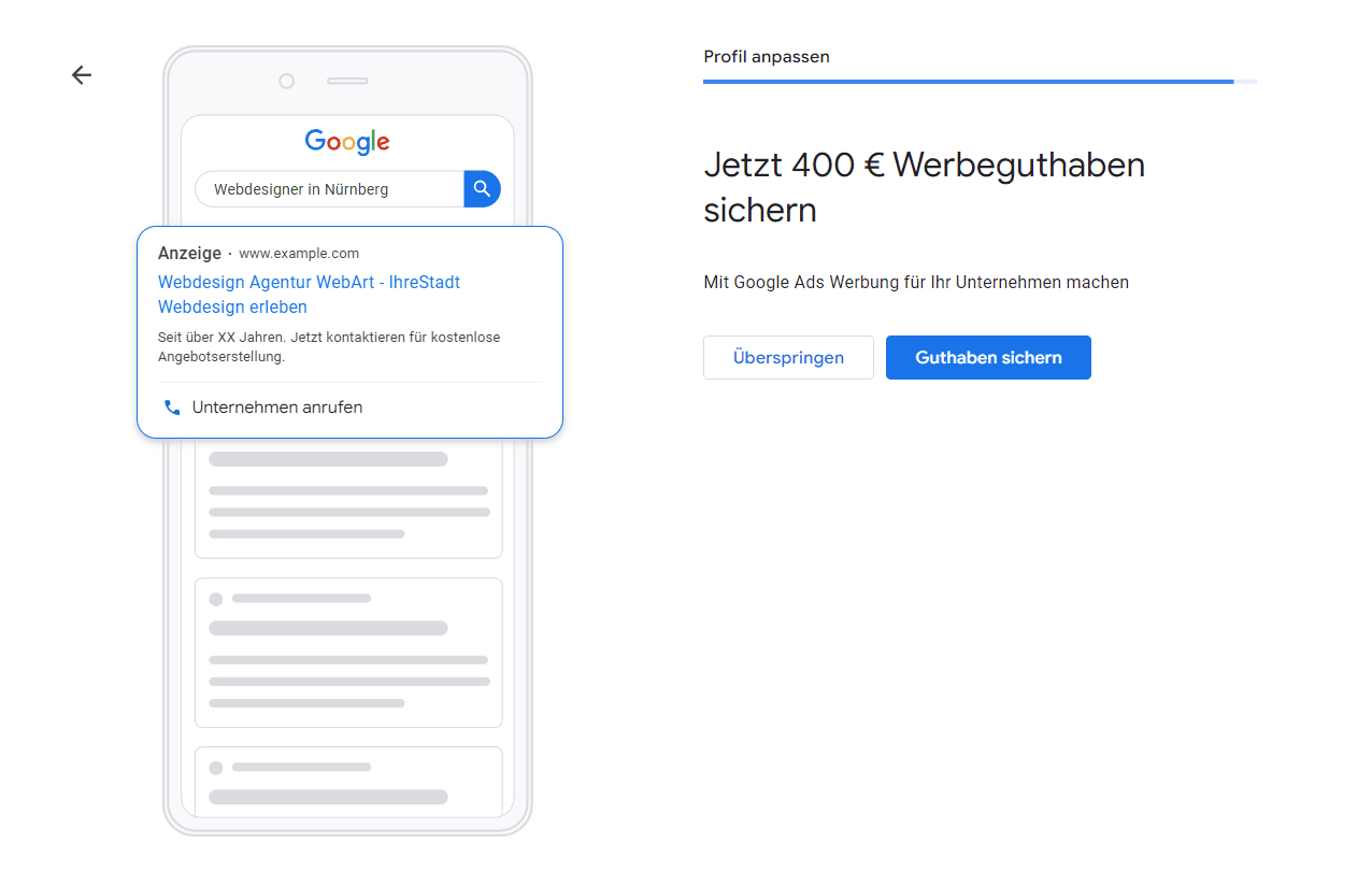 Jetzt 400 € Werbeguthaben sichern