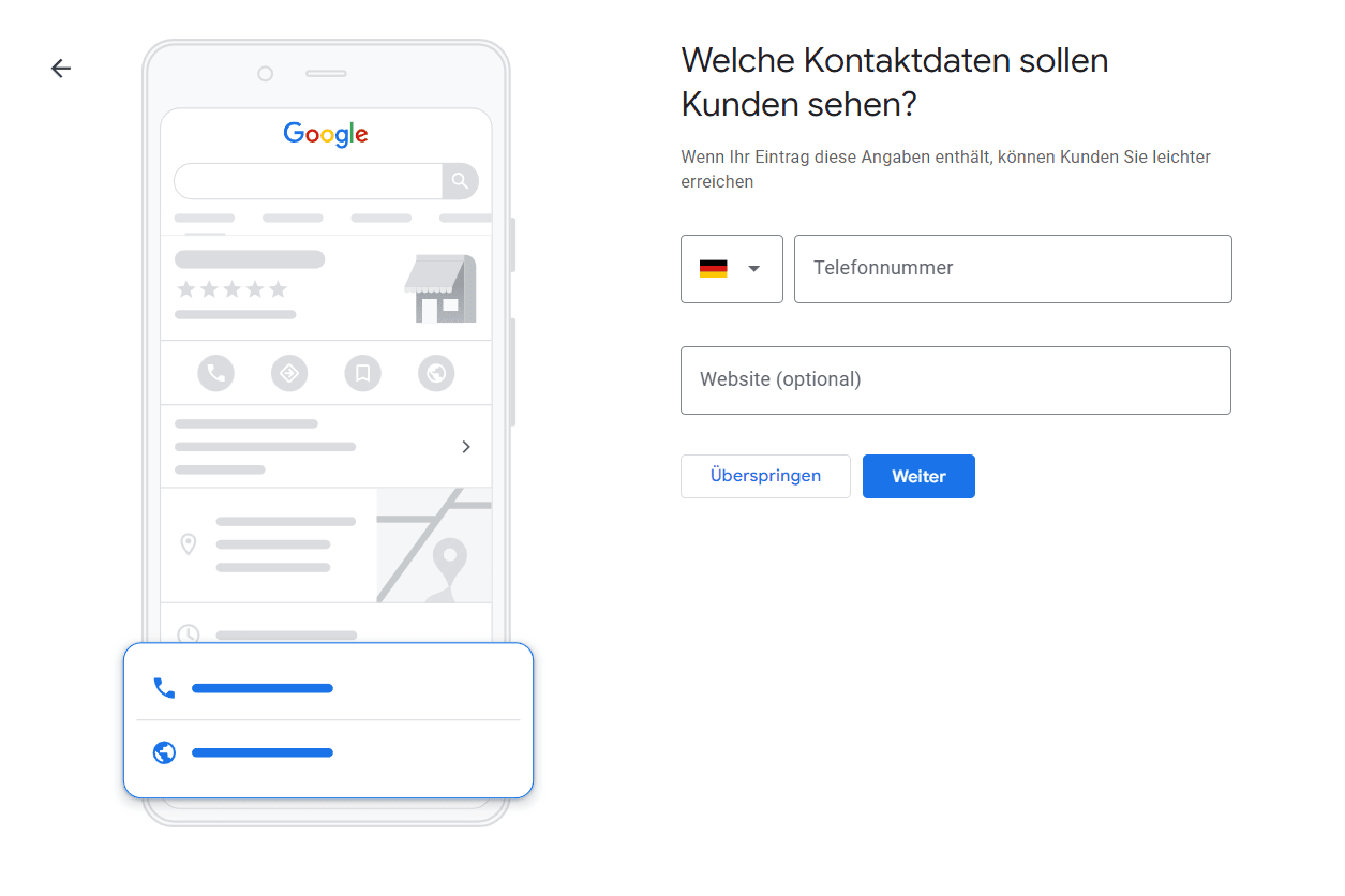 Kontaktdaten Telefon URL