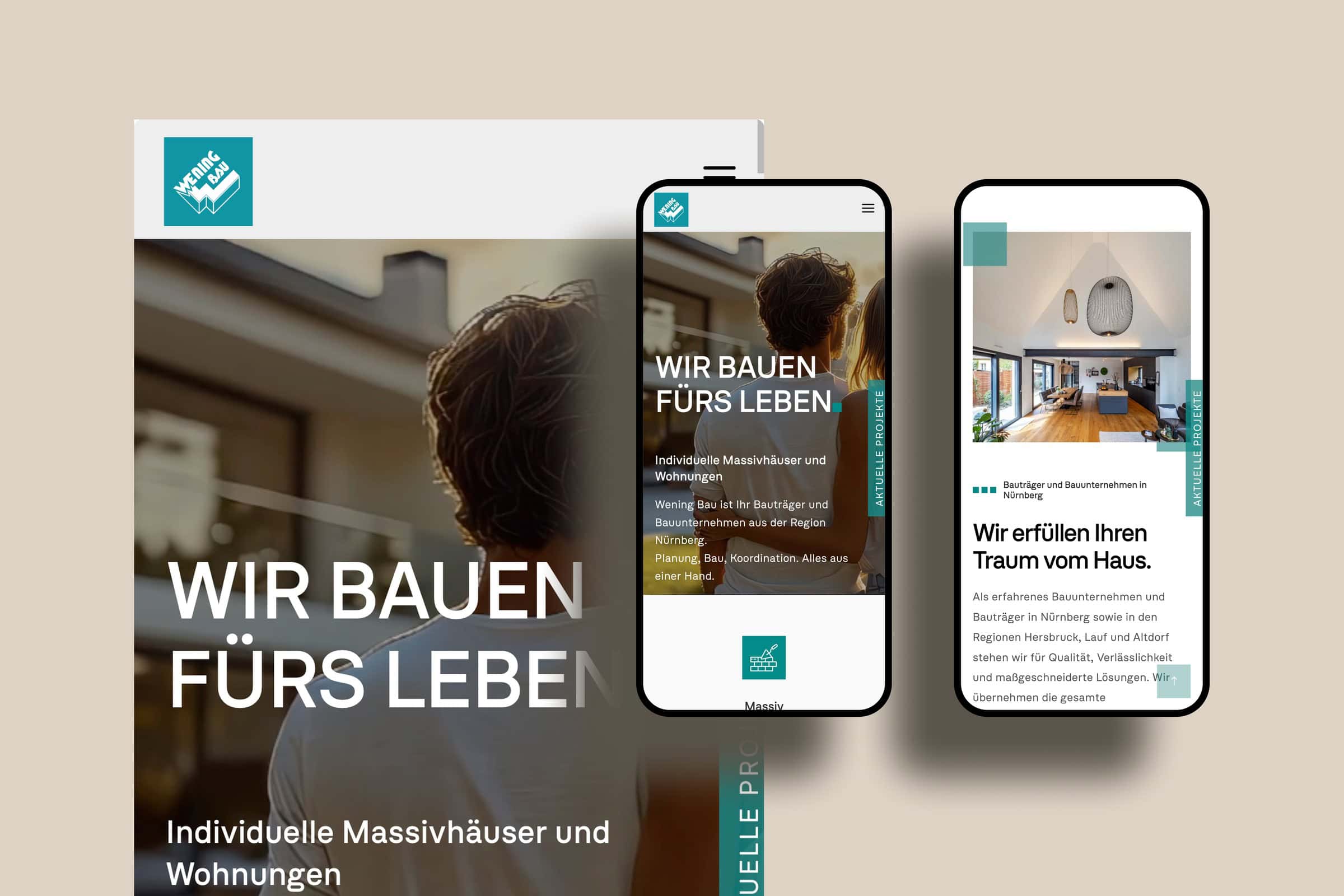 wening bau gmbh website smartphone mockup