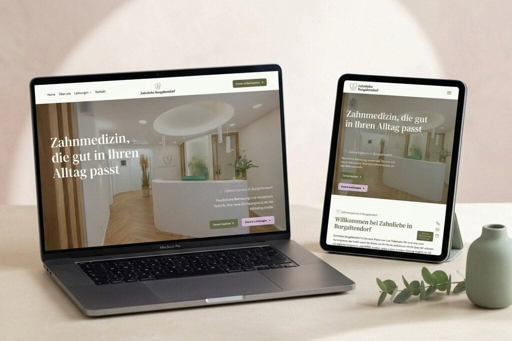 zahnliebe burgaltendorf website macbook ipad mockup