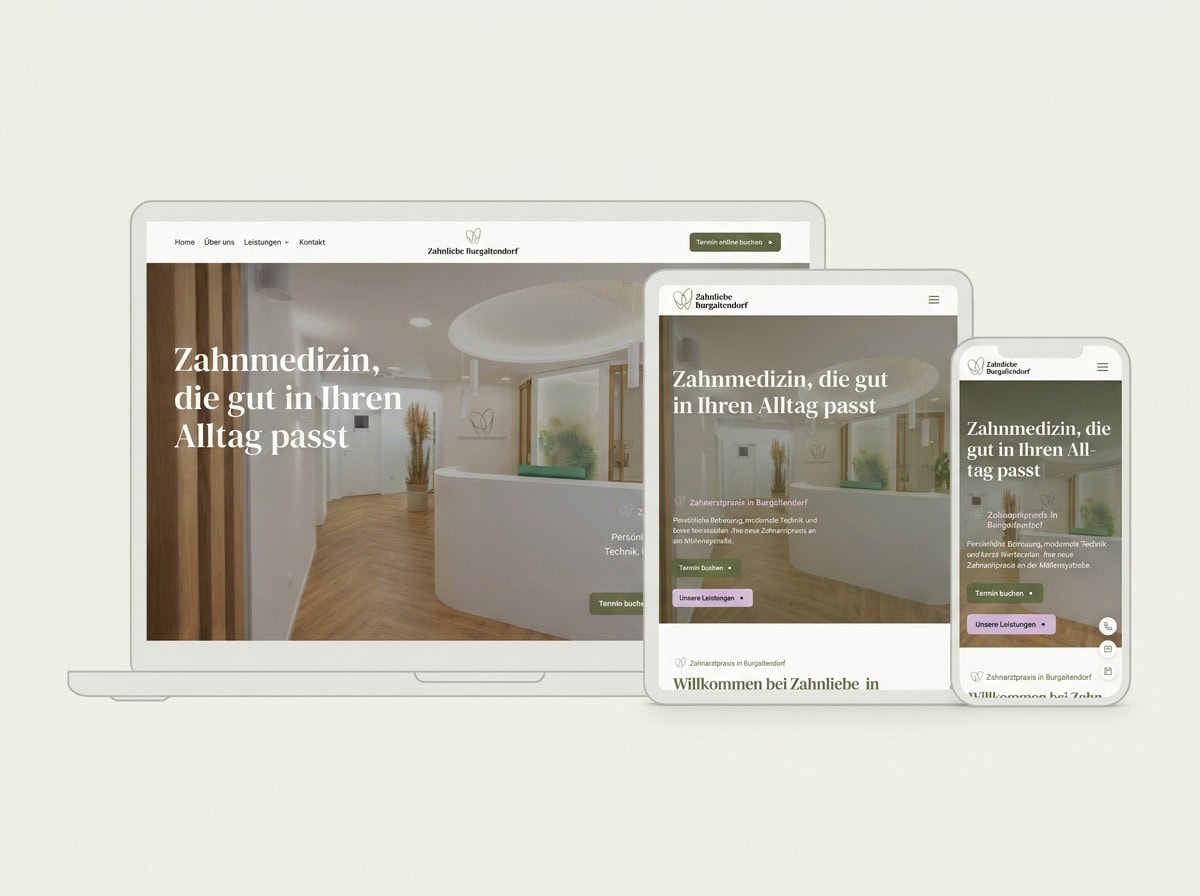 Von Luisa Herrmann gestaltete Praxis-Website auf Laptop, Tablet und Smartphone nebeneinander