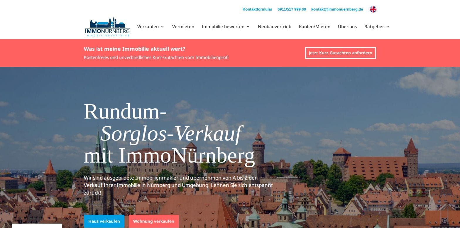 ImmoNürnberg, Website in laufender Wartung